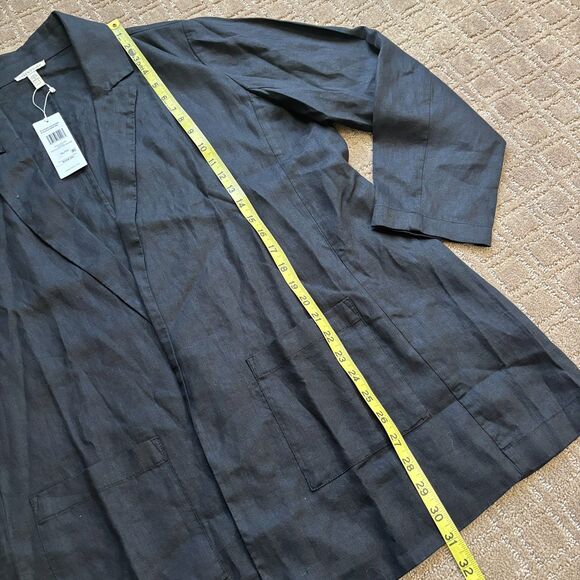 Eileen Fisher Long Linen Blazer Women's XL Black Open Organic Notch Collar NWT - Picture 8 of 9